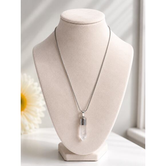 Unbranded Jewelry - Silver Crystal Point Pendant Necklace Minimalist Healing Stone Jewelry